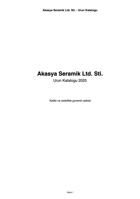 Akasya Seramik Product Catalog